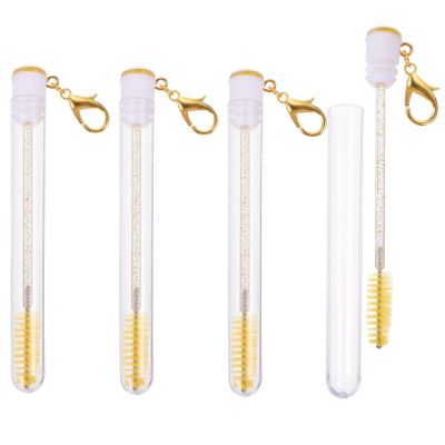 Healeved 4pcs Portable Eyelash Applicator Brushes with Keychain Durable Mascara Wands for Lash and Brow Grooming Lightweight Makeup Tools for Beginners and Professionals