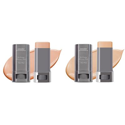 2PCS 3-in-1 Foundation Stick Beauty Balm Serum Boosts Skin Tone, Solid Tinted Moisturizing Serum Contouring Foundation for Women, Natural Finish, Buildable Medium to Full Coverage(02#+03#)
