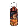 Rucaresri Maple Leave Owl Pumpkin Pattern Chapstick Holder Keychain Clip-on Sleeve Chap Stick Pouch Lip Balm Holsteror Lipstick Tracker Safeguard view 1