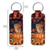 Rucaresri Maple Leave Owl Pumpkin Pattern Chapstick Holder Keychain Clip-on Sleeve Chap Stick Pouch Lip Balm Holsteror Lipstick Tracker Safeguard view 2
