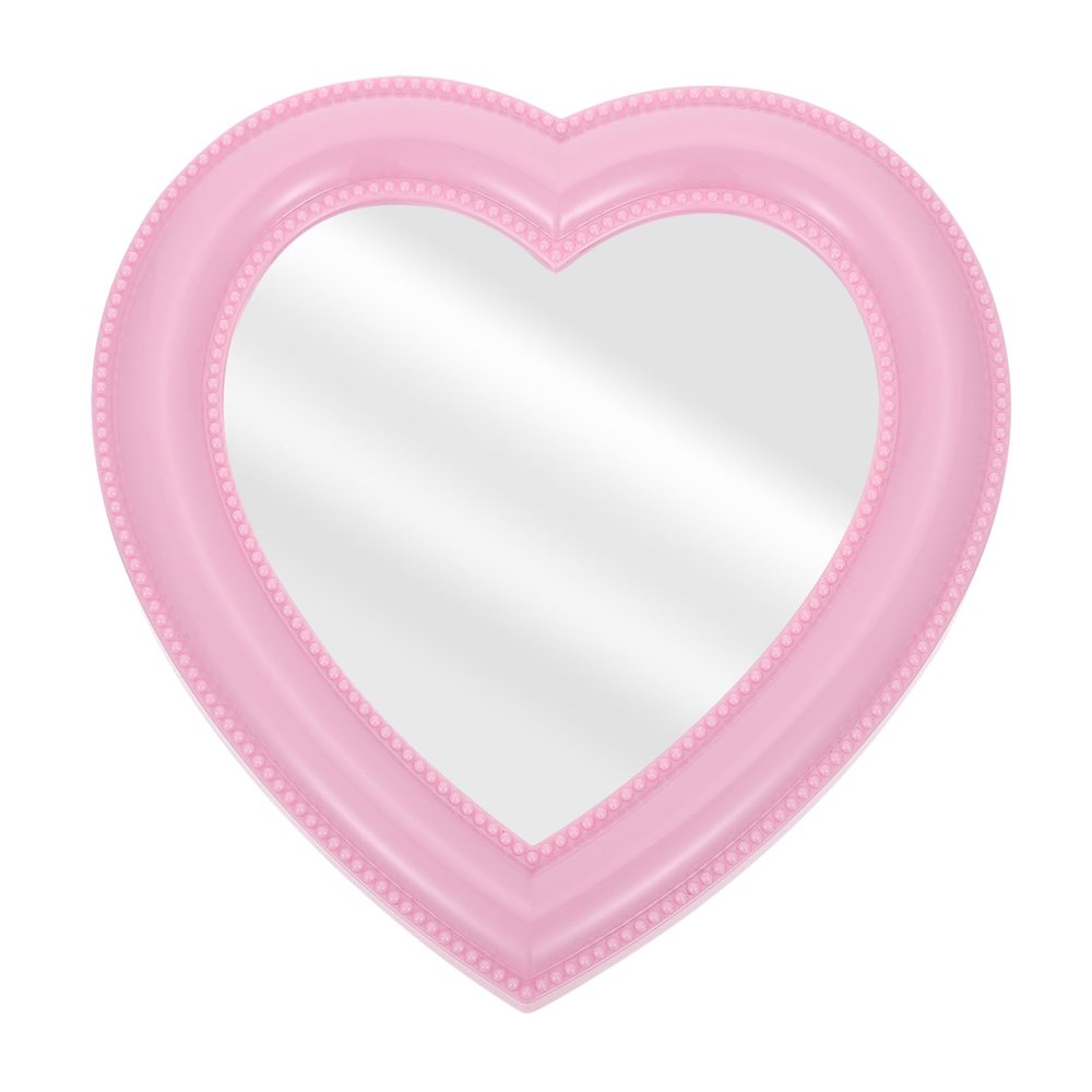 SOLUSTRE Heart Shaped Makeup Mirror Pink Compact Creative Love Heart Mirror for Women Wall Mounted and Desktop Use Home Salon Vanity Decor Gift
