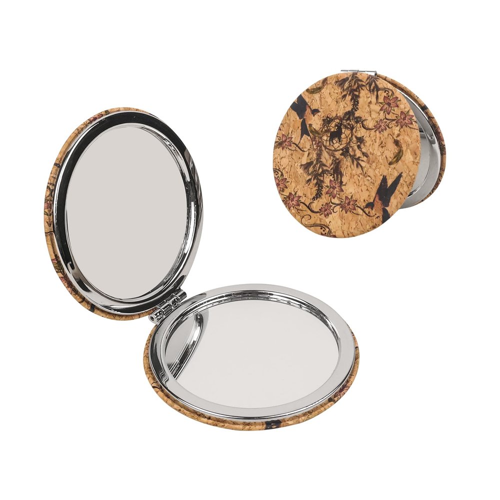 Inkiscript Double-Sided Compact Travel Mirror - Pocket-Sized, Eco-Friendly & Artfully Crafted with Flower Pattern, Gift-Ready with Artistic Style for Moms & Girls
