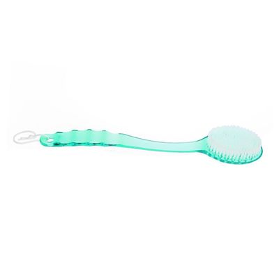 Baluue Long Handle Bath Brush Blue with Medium Stiffness Bristles Exfoliating Body Scrubber for Feet Knees Legs Styrene Artificial Fiber Skin Cleanser for Shower and Bath Use