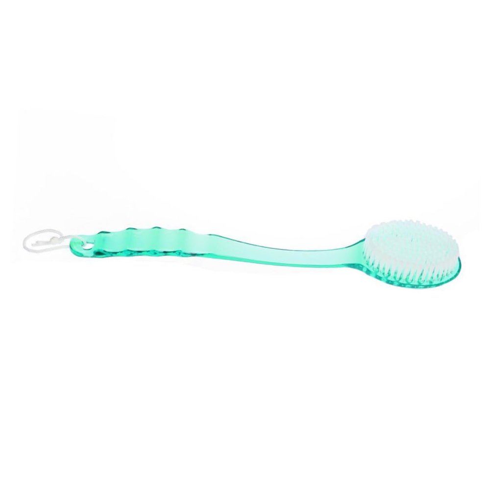 Baluue Long Handle Bath Brush Blue with Medium Stiffness Bristles Exfoliating Body Scrubber for Feet Knees Legs Styrene Artificial Fiber Skin Cleanser for Shower and Bath Use