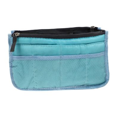 ETHZZLE Large Capacity Double Multi Pocket Bag Liner Durable Stylish Travel Toiletry Organizer Pouch Lightweight Foldable Storage for Cosmetics and Makeup Accessories Sky Blue
