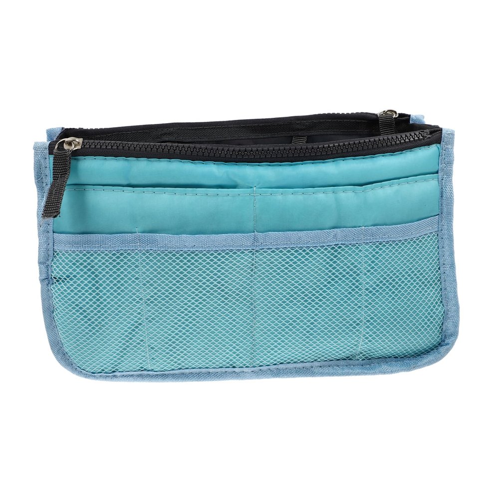 ETHZZLE Large Capacity Double Multi Pocket Bag Liner Durable Stylish Travel Toiletry Organizer Pouch Lightweight Foldable Storage for Cosmetics and Makeup Accessories Sky Blue