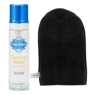 Fake Bake Foam Tanning Water Self Tanner with Ultimate Professional Mitt  Sunless Tanner for Face & Body with Hydrating Passion Flower | Instant Glow & Streak-Free Application | 6.7 oz