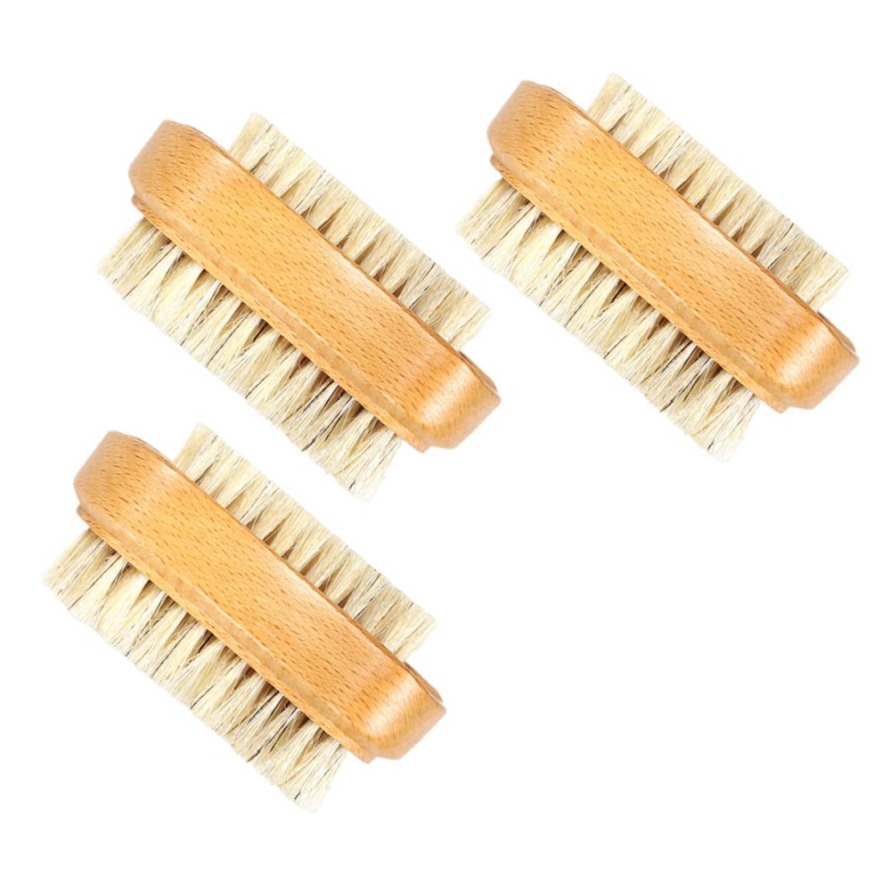 Garneck 3Pcs Double Sided Wooden Manicure Nail Brushes Fingernail Scrubber for Hand and Foot Cleaning Durable Smooth Bristles Suitable for Adults