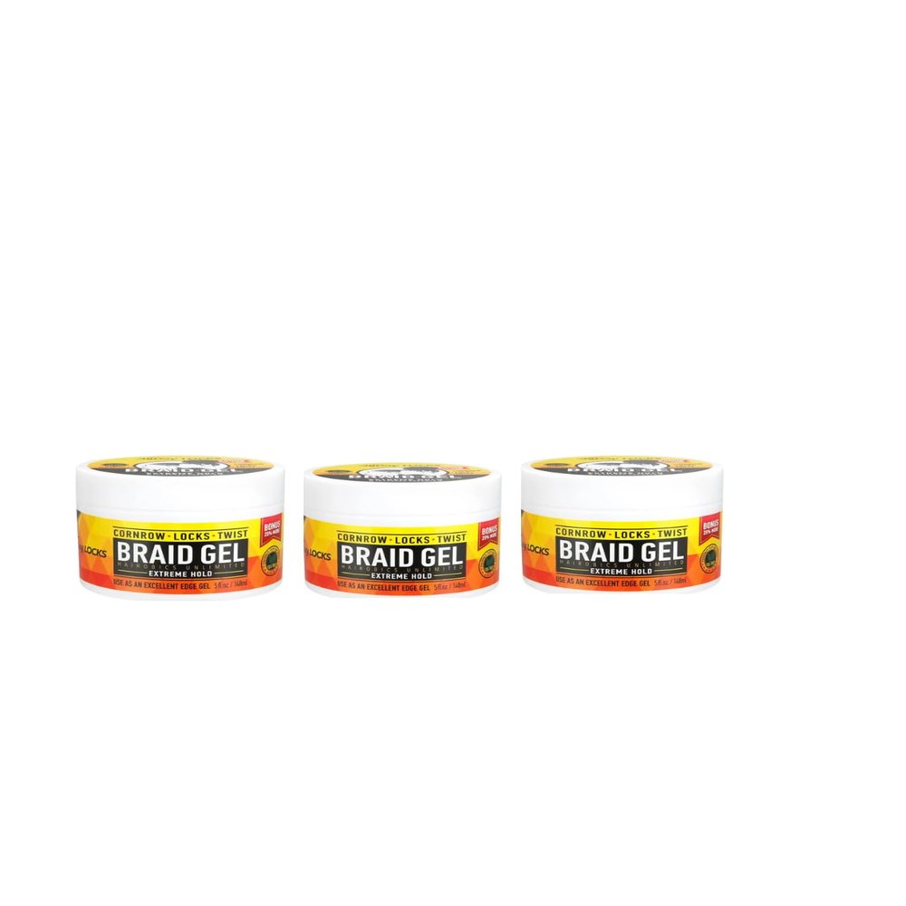 AllDay Locks Braid Gel Extreme Hold 5oz (3 Pack)