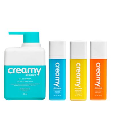Deep Hydration Routine  Cleanser, Lactic Acid Serum, Vitamin C & Glycolic Moisturizer for Dry Skin  Hydrates, Brightens & Renews  Creamy Skincare