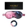 100% Mulberry Silk Sleep Mask Set - Adjustable Eye Mask with Pouch & Scrunchie for Men & Women, Large Size, Total Blackout, Hypoallergenic, Moisture-Wicking, Handcrafted in the USA (Blue & Blush Set) view 1
