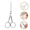 MUCKLILY Stainless Steel Mustache Trimming Scissors with Toothed Blade Ergonomic Slip Design for Precise Beard Grooming Durable Silver Hair Scissors for Mens Facial Hair Maintenance view 2