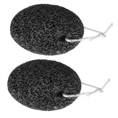 Garneck 2pcs Natural Pumice Stone Callus Remover for Feet and Hands Dead Skin Scraper Foot File with Comfortable Grip Exfoliating Hard Skin and Corns Easy to Hang for Drying Black