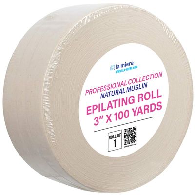 3 W x 100 Yds Natural Muslin Epilating Roll Tear-Resistant Removal
