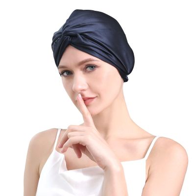 100% Mulberry Silk Bonnet for Sleeping Women, 22 Momme Grade-6A Double Layer Silk Hair Wrap for Hair Care with Elastic Stay On Head