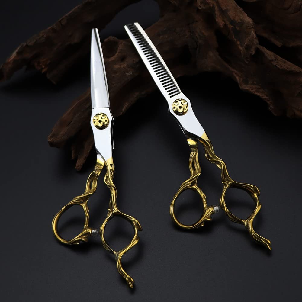 6inch 440c Steel Scissor Gold Cut Hair Scissors Cutting Barber Haircut thinning Shears Hairdresser Scissors
