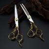 6inch 440c Steel Scissor Gold Cut Hair Scissors Cutting Barber Haircut thinning Shears Hairdresser Scissors view 1