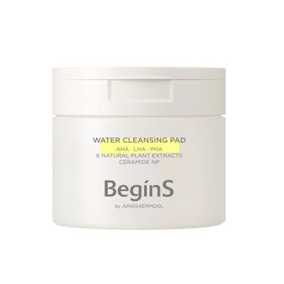 Begins by JUNGSAEMMOOL Water Cleansing Pad 70 Pads 6.08 Fl Oz, Vegan Hydrating Facial Pads for Gentle Makeup Removal and Pore Care, Mild Exfoliating Toner Pad for Smooth Skin, Korean Skincare