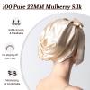 100% Mulberry Silk Bonnet for Sleeping Women, 22 Momme Grade-6A Hair Wrap with Elastic Stay& Tie Band On Head for Hair Care Short Long Curly Hair view 3