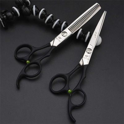 6.0 Inch Professional Hairdressing Scissors Set, Hair Cutting Barber Shears Kits, Hairdresser Thinning Scissors & Straight Shears, Three Colors, for Men Women Kids,Black