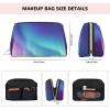 Northern Lights Makeup Bag for Women Cosmetic Bags Leather Travel Makeup Case Organizer Waterproof Make up Pouch Open Flat Toiletry Bag Portable Storage Pouch for Travelling view 4