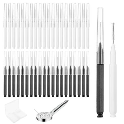 70 PCS Tiny Brushes for Cleaning Small Parts, Shower Head Cleaner Picks, Multiple Showers Heads Cleanings Brushes Set, Tiny Brush for Clean Small Parts (Black White)