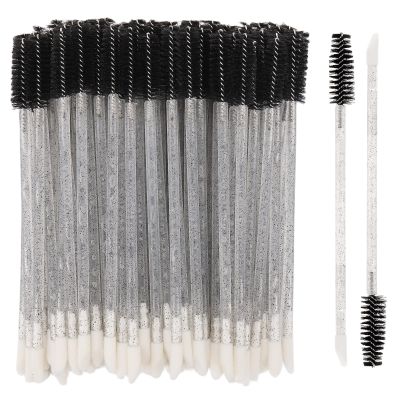 100 Pcs Dual Ended Eyelash Brush Lip Brush, Black Disposable Mascara Wands Lipstick Applicator, Eyebrow Spoolies Brush for Eyelash Extensions