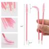100 Pcs Disposable Mascara Wands Dual Ended Eyelash Brush Lip Brush, Lipstick Applicator Eyebrow Spoolies for Eyelash Extensions, Portable Makeup Brush for Eyebrow, Lip - Pink view 2