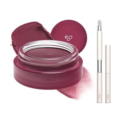 AOU FLOOFY MATTE BALM x Lip Brush - 04 Cold Balm & Silicone Tip Brush | Tinted Balm Blusher for Lips & Cheeks, Compact & Retractable Silicone Tip Brush for Easy Carry