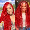 30 30 30 Inch Red Human Braiding Hair for Boho Braids 150g Curly Boho Hair for Braiding Knotless Red Deep Wave Bulk Bohemian 3 Bundles/Pack view 2