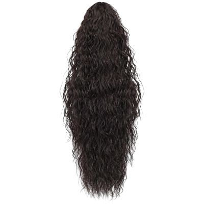 30-Inch Brown Black Wavy Ponytail Hairpiece, Claw Clip Design for Easy Secure Wear, Curly Extension