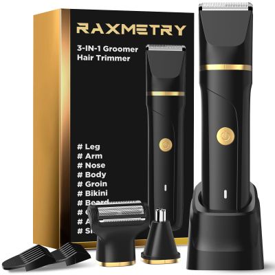 Beard Trimmer for Men,Manscape 3-in-1 Electric Razor Groin Groomer,IPX7 Waterproof Wet/Dry,Versatile Body Hair Trimmer for Ball/Beard/Nose,USB Rechargeable & Nose/Shaves Head,Christmas Gifts for Men