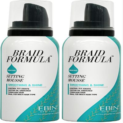 EBIN NEW YORK Braid Formula Setting Mousse (2.7 oz, Peppermint) (Pack of 2)