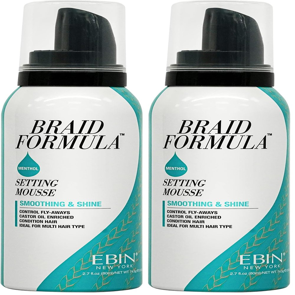 EBIN NEW YORK Braid Formula Setting Mousse (2.7 oz, Peppermint) (Pack of 2)