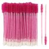 100 Pcs Disposable Mascara Wands Dual Ended Eyelash Brush Lip Brush, Lipstick Applicator Eyebrow Spoolies Brush for Eyelash Extensions - Hotpink view 1