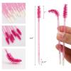 100 Pcs Disposable Mascara Wands Dual Ended Eyelash Brush Lip Brush, Lipstick Applicator Eyebrow Spoolies Brush for Eyelash Extensions - Hotpink view 2