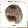 Clip-in Short Hairpiece for Women with Thinning Hair, 10-Inch Synthetic Gold Brown Bangs view 3