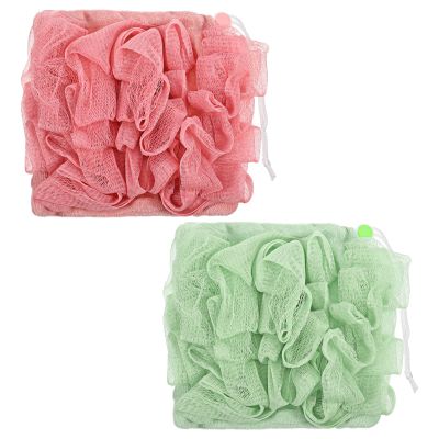 2 PCS Loofah Washcloth, Soap Bar Loofah with Drawstring Soft, 2 in 1 Loofahs Sponge Washcloth for Cleansing and Smooth Skin(Pink, Green)