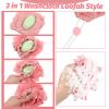 2 PCS Loofah Washcloth, Soap Bar Loofah with Drawstring Soft, 2 in 1 Loofahs Sponge Washcloth for Cleansing and Smooth Skin(Pink, Green) view 3