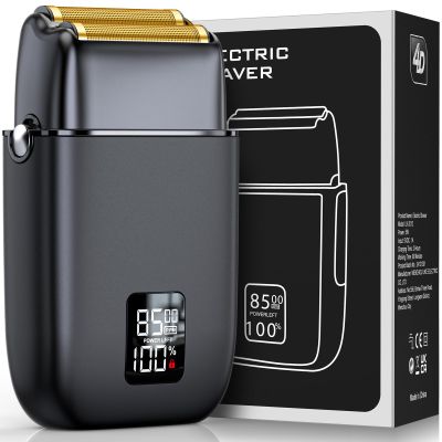 Electric Razor for Men Face, Electric Shavers for Men, Cordless Portable Rechargeable Waterproof Foil Shavers with LED Display, 3 Speeds, Travel Lock for Beard Shaving (Black)