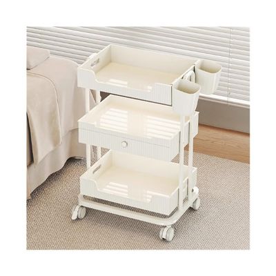 Barber Cart Hair Salon Storage Rack, Beauty Salon Small Cart, Specialized Equipment and Tool Cart for Beauty Salons for Hairdressing Tools(White)