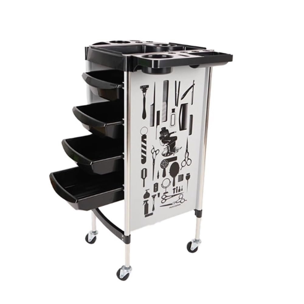 Barber Cart Hairdressing Handcart, Mobile Perm Dyeing Salon Cart, Hair Salon Storage Rack for Hairdressing Tools(White)