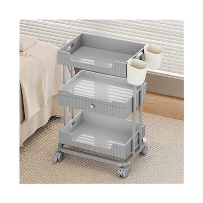 Barber Cart Hair Salon Storage Rack, Beauty Salon Small Cart, Specialized Equipment and Tool Cart for Beauty Salons for Hairdressing Tools(Gris)