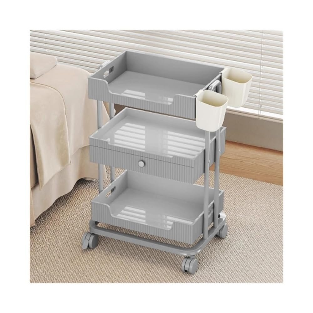 Barber Cart Hair Salon Storage Rack, Beauty Salon Small Cart, Specialized Equipment and Tool Cart for Beauty Salons for Hairdressing Tools(Gris)