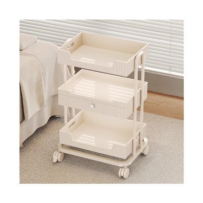 Barber Cart Beauty Salon Trolley, Specialized Equipment and Tools for Beauty Salons, Hair Salon Storage Rack for Hairdressing Tools(Beige)