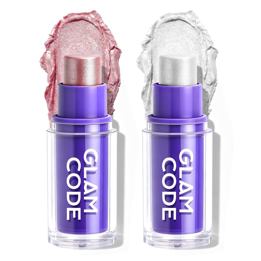Glam Code Highlighter Makeup stick, Highlighter Makeup Stick for Face and Body, Radiant & Shimmer Glow, Buildable Color for All Day | Vegan & Cruelty-Free #02