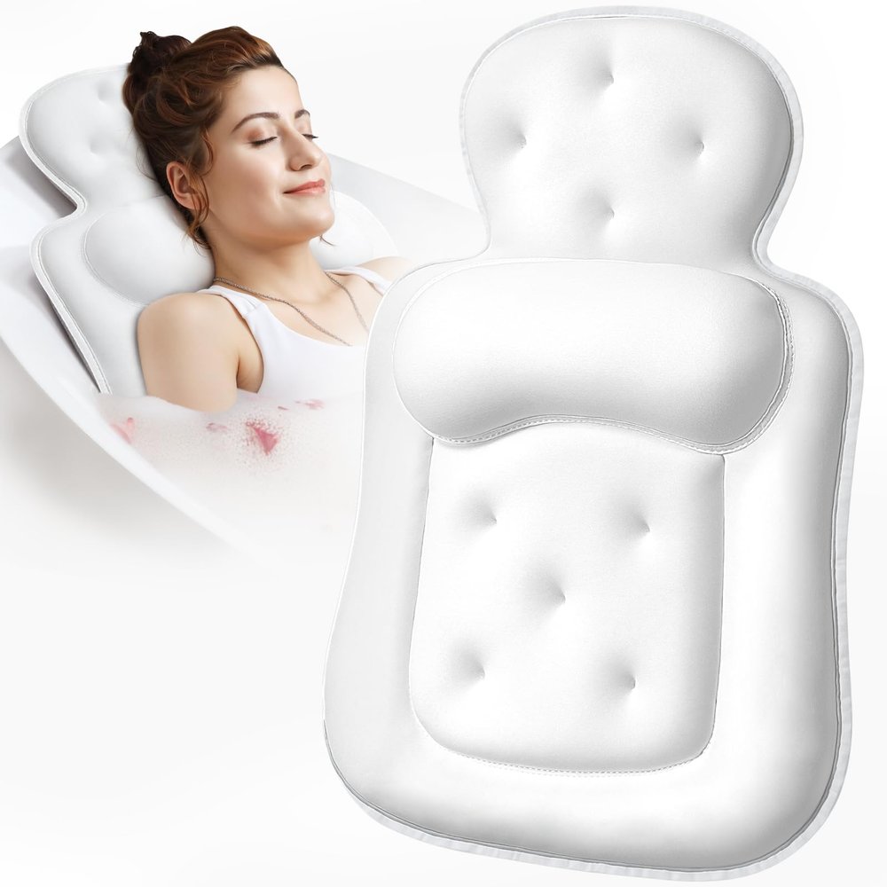 Bath Pillows for Tub, Skin Friendly Bathtub Cushion for Head and Neck with Soft 5D Mesh Fabric and 54 Non-Slip Suction Cups, Relaxing Tub Shower Accessories Spa Gifts
