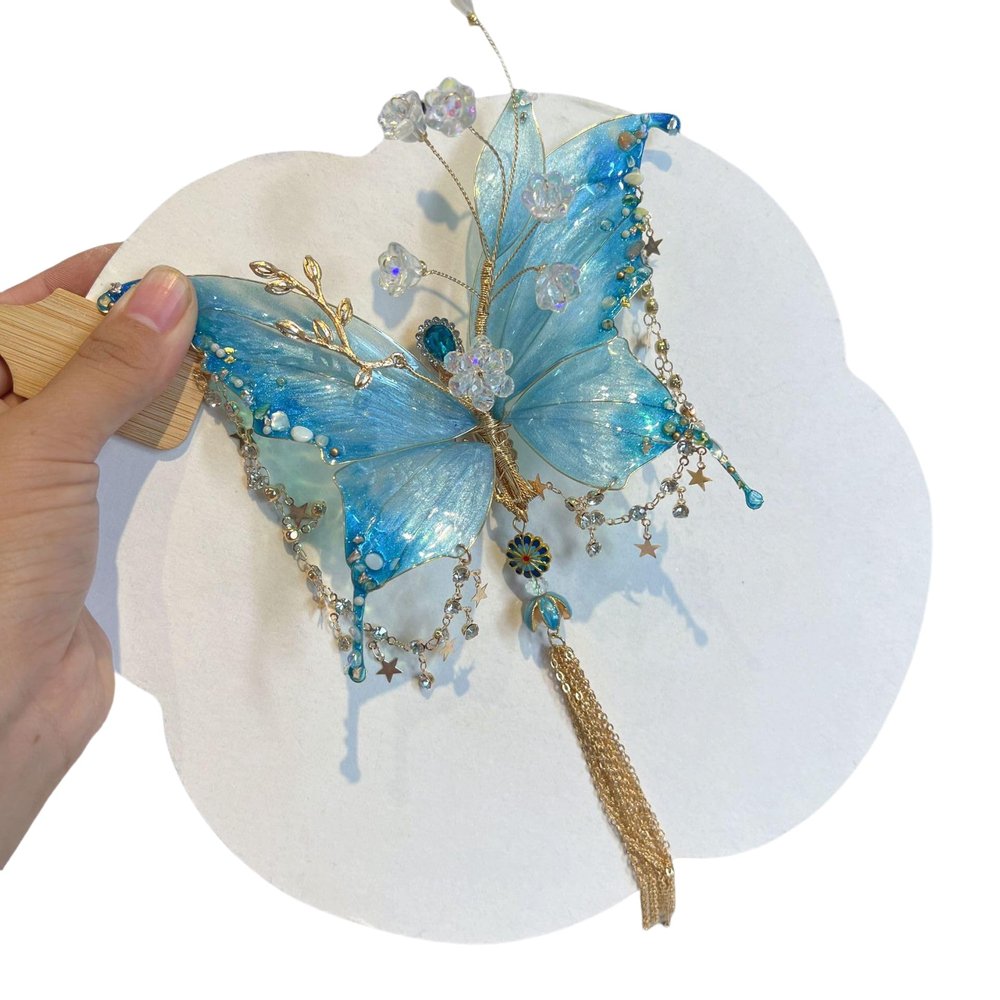 Enchanting Chinese Vintage Butterfly Fairy Hairpin - Flowing Tassel Hair Accessory, Elegant National Style Hair Clip for Stunning Looks (blue)