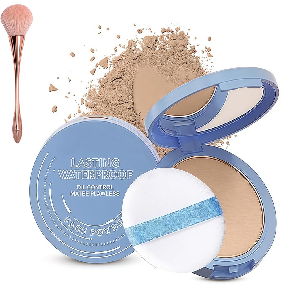 Beauty Powder Cake for Makeup Hold,Face Powder Lasting Waterproof Sets Makeup,Oil Control Matte Perfection Pressed Powders,Smooth Fine Lines for Flawless Lightweight Finish (#02)