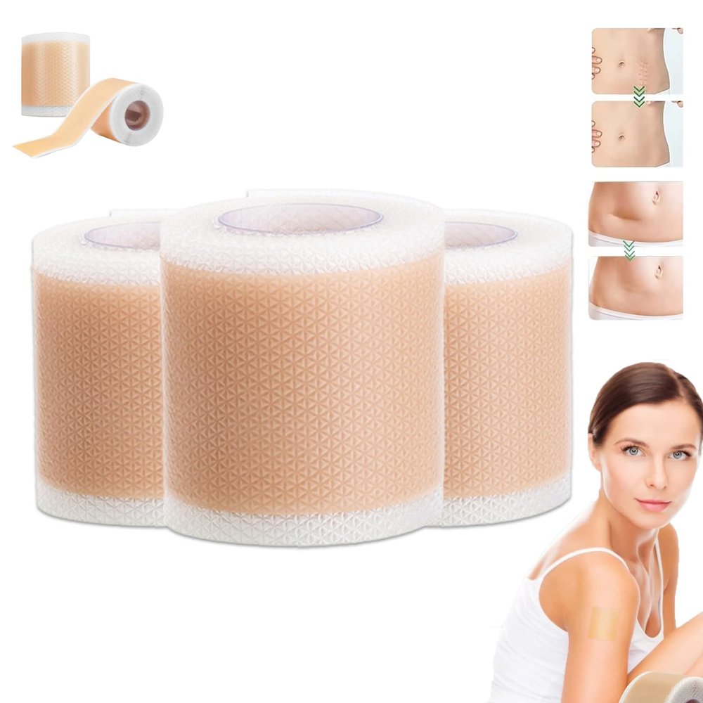 Qurlon Lejuv Silicone Patches, Reusable Medical-Grade Lejuv Silicone Face Tape, 1.6in X 4.7ft Lejuv Overnight Beauty Patches for Forehead, Eyes, Mouth, Neck, Cut to Fit (3PCS)